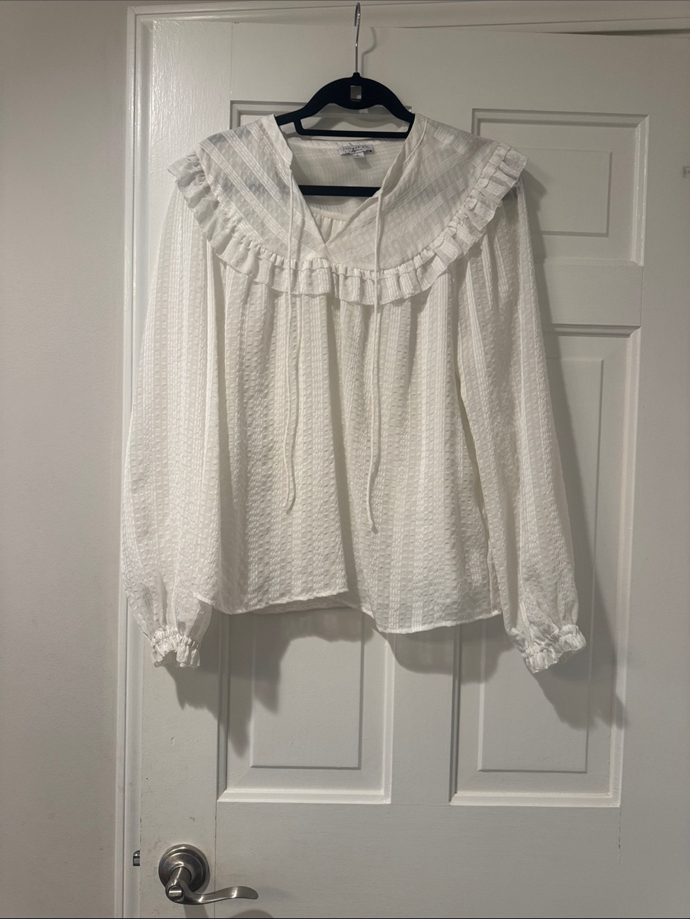 Current Air White Ruffled V-Neck Peasant Blouse